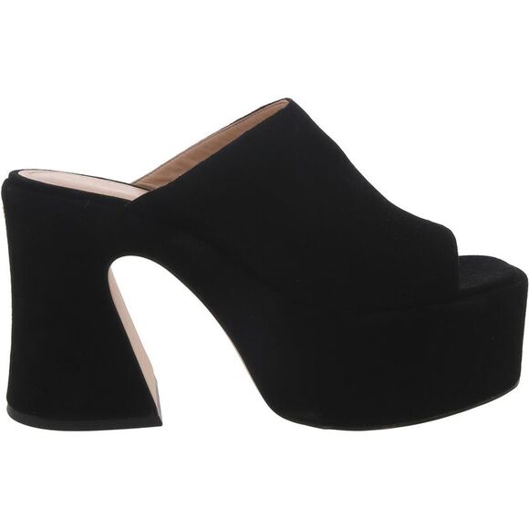 Coach Womens Black Mules Square Open Toe Chunky Platform Sandals Shoes NWOB - Picture 2 of 4